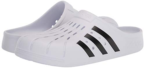 adidas Unisex Adilette Clog Slide Sandal, Footwear White/Core Black/Footwear White, 6 US Men