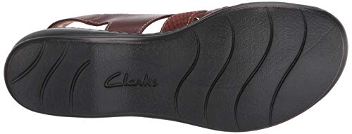 Clarks Women's Leisa Rhea Sandal, Mahogany Leather/Nubuck Combi, 9.5
