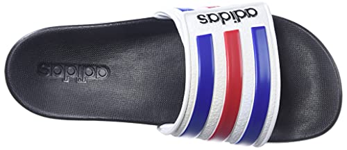 adidas Men's Adilette Comfort Adjustable Slides Sandal, White/Team Royal Blue/Scarlet