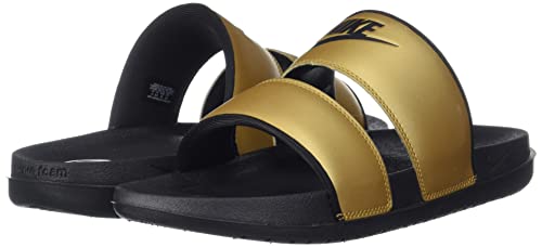 Nike Women's Offcourt Duo Slides (7, Metallic Gold/Black/Black) - Nike