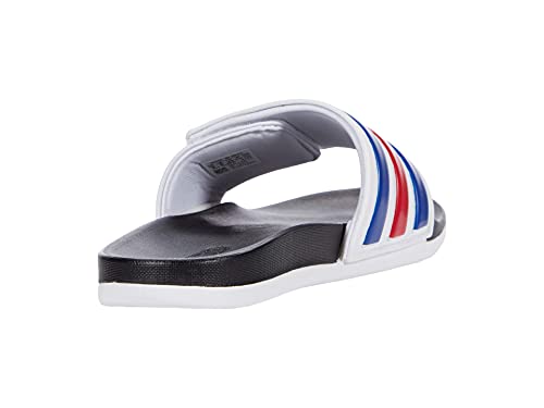 adidas Men's Adilette Comfort Adjustable Slides Sandal, White/Team Royal Blue/Scarlet