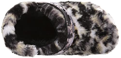 Crocs Unisex Classic Fur Sure Clog | Fuzzy Slippers, Black/Multi Bleach Dye, US Women