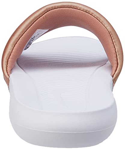 NIKE womens Victori One Slide, White/Gold, 7.5 - Nike