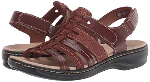 Clarks Women's Leisa Rhea Sandal, Mahogany Leather/Nubuck Combi, 9.5 - Adidas