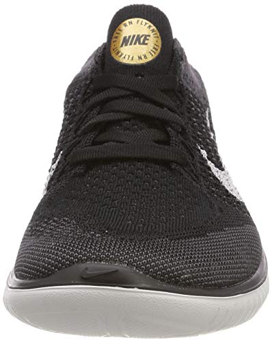 Nike Women's Free Rn Flyknit 2018 Running Shoe (9.5, Black/Vast Grey-Metallic Gold)