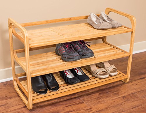 BirdRock Home 3-Tier Bamboo Shoe Rack | Environmentally Friendly | Fits 9-12 Shoes