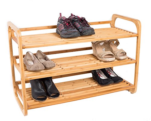 BirdRock Home 3-Tier Bamboo Shoe Rack | Environmentally Friendly | Fits 9-12 Shoes