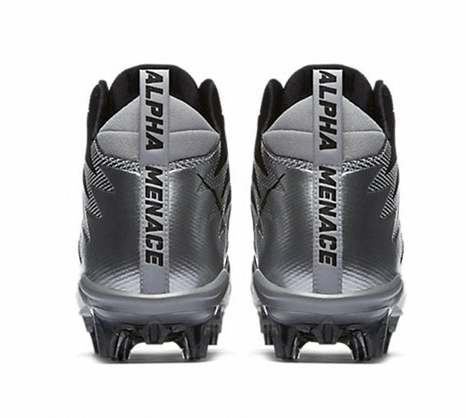Nike Alpha Menace Pro Mid Football Cleats 871451 001 Men's Size 9/Size 10.5/Size 11.5/Size 12 Metallic Silver/Black