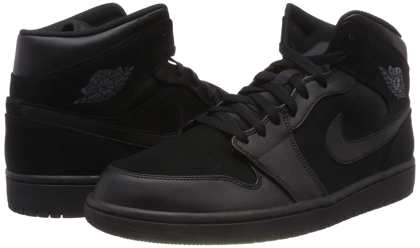 Nike Air Jordan 1 Mid Hombres Tamaño 13 Triple Negro/Gris oscuro 554724-050