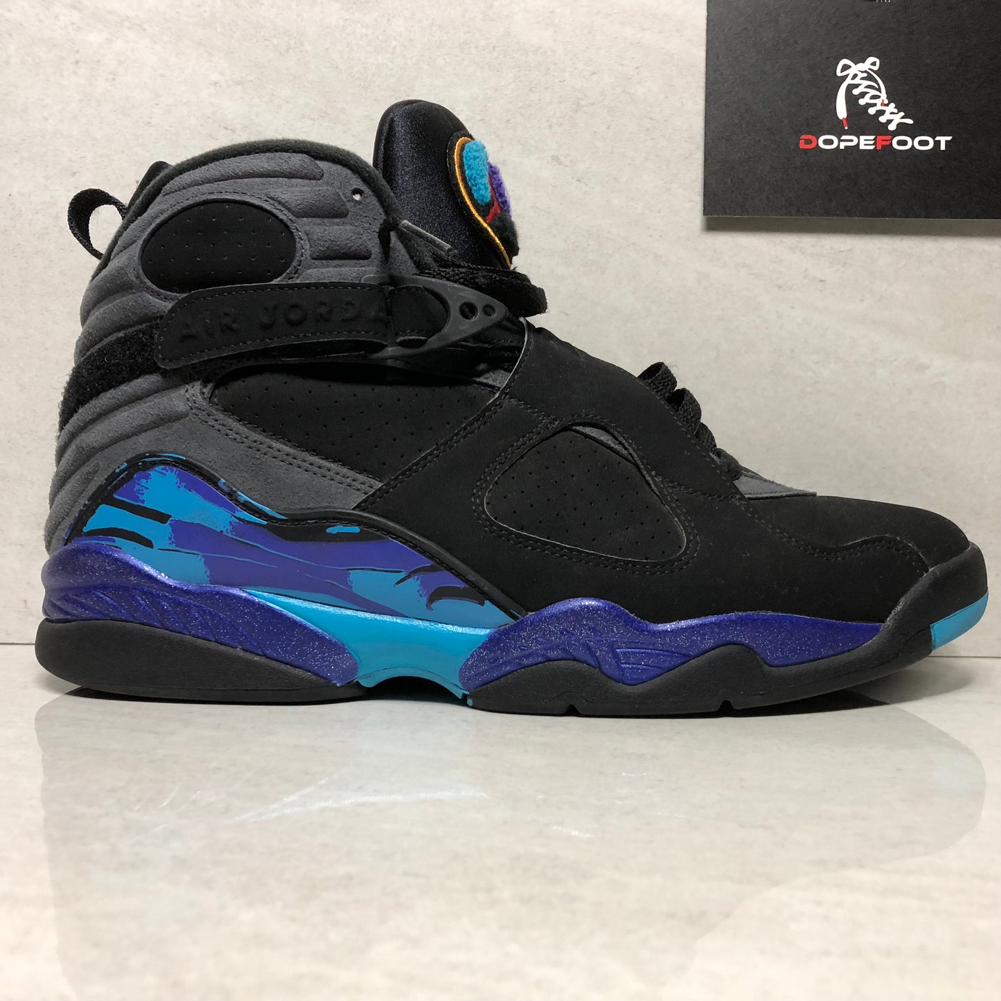 Nike Air Jordan 8 VIII Retro Aqua Talla 12 Negro/Gris/Concordia/Rojo 305381 025