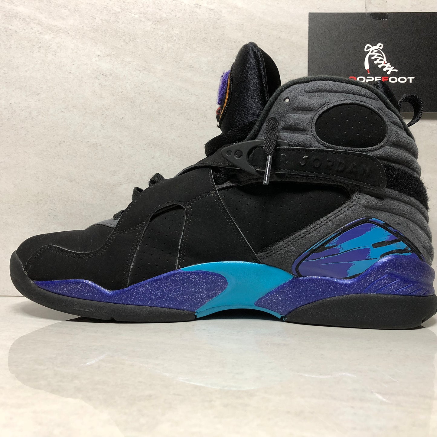 Nike Air Jordan 8 VIII Retro Aqua Talla 12 Negro/Gris/Concordia/Rojo 305381 025