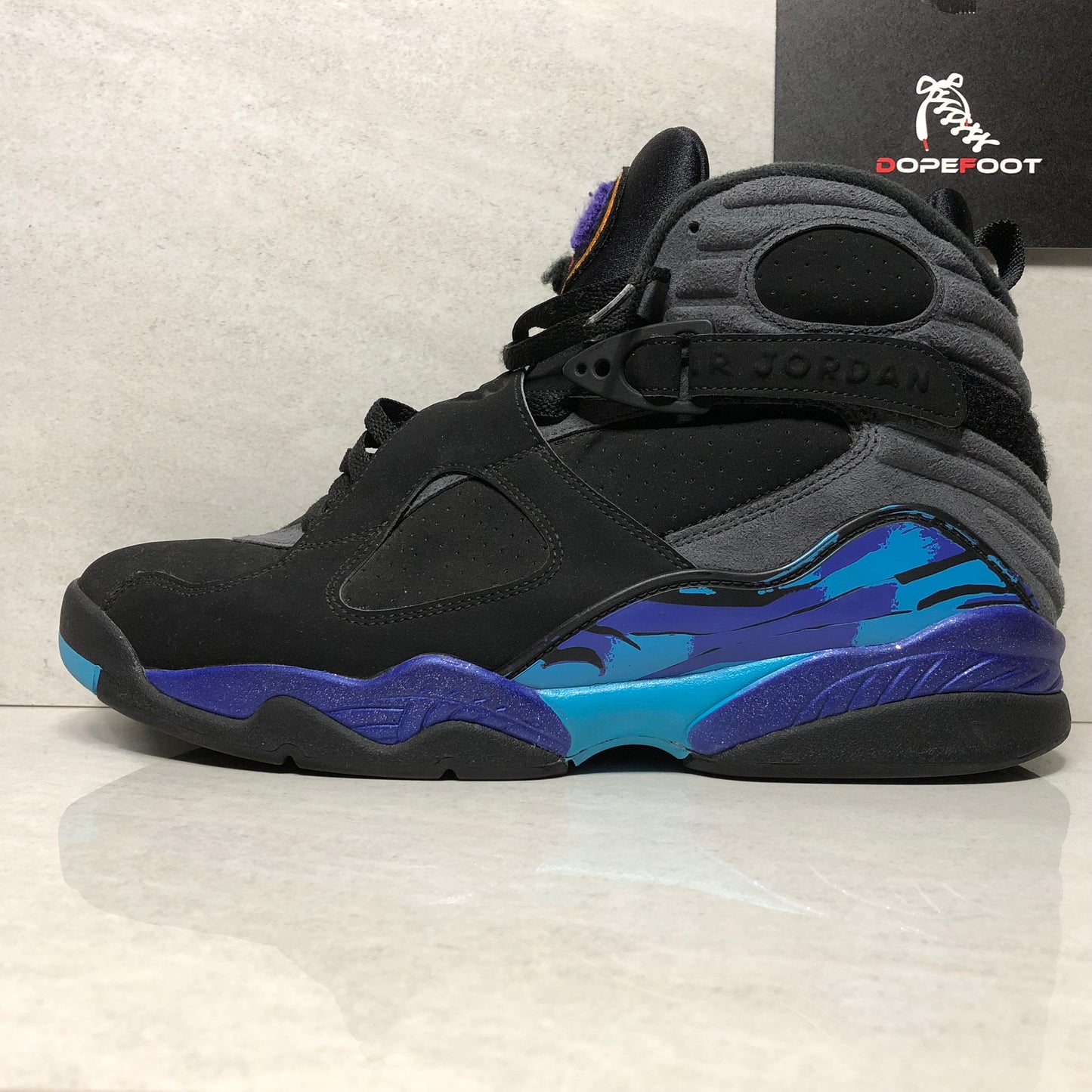 Nike Air Jordan 8 VIII Retro Aqua Talla 12 Negro/Gris/Concordia/Rojo 305381 025
