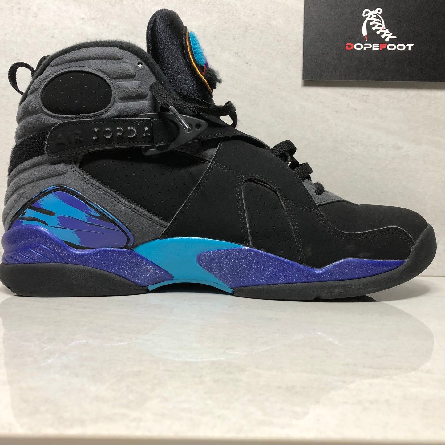 Nike Air Jordan 8 VIII Retro Aqua Talla 12 Negro/Gris/Concordia/Rojo 305381 025