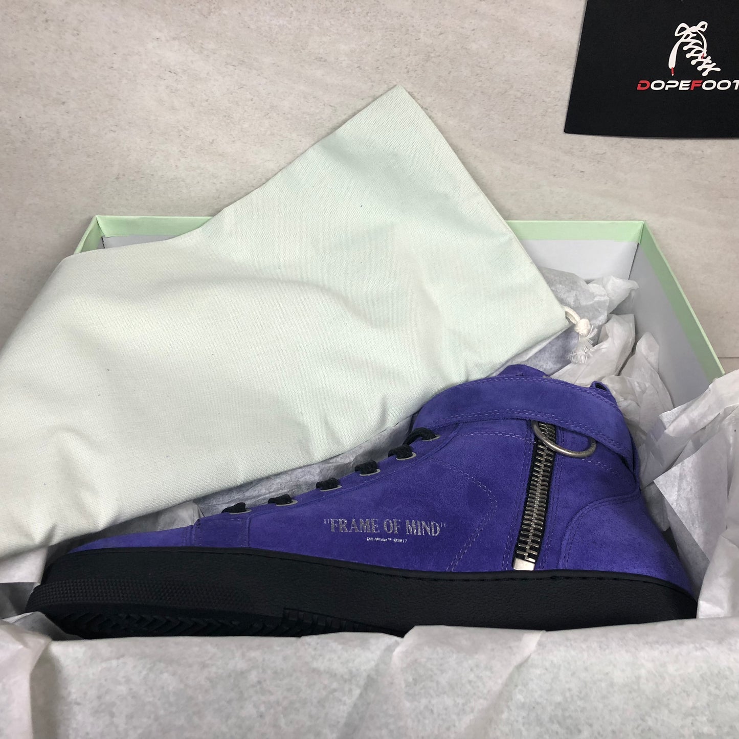 Off White Virgil Abloh Frame of Mind High Size 7 Purple/Black Suede - Off White