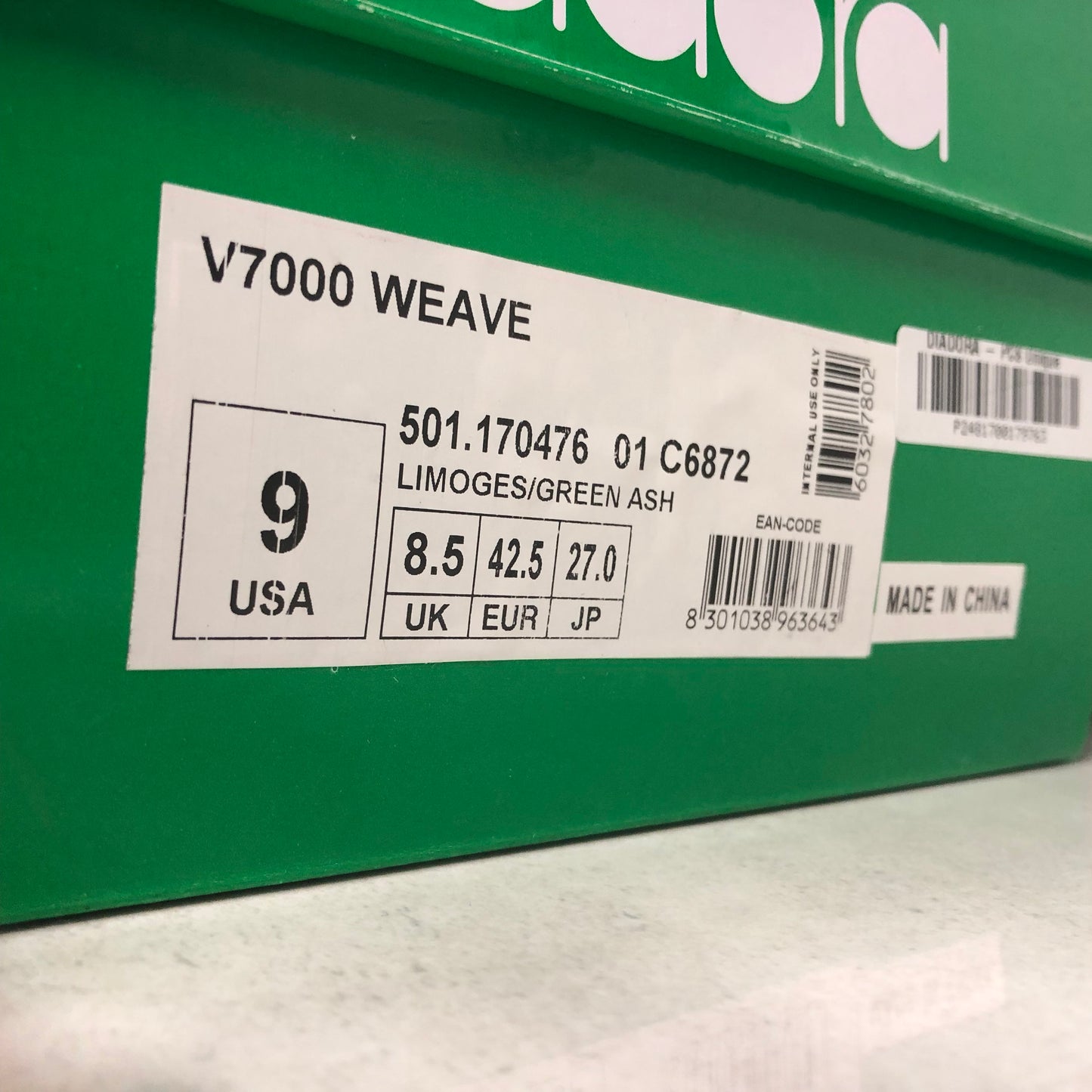 Diadora V7000 Weave Green Size 9 - Diadora