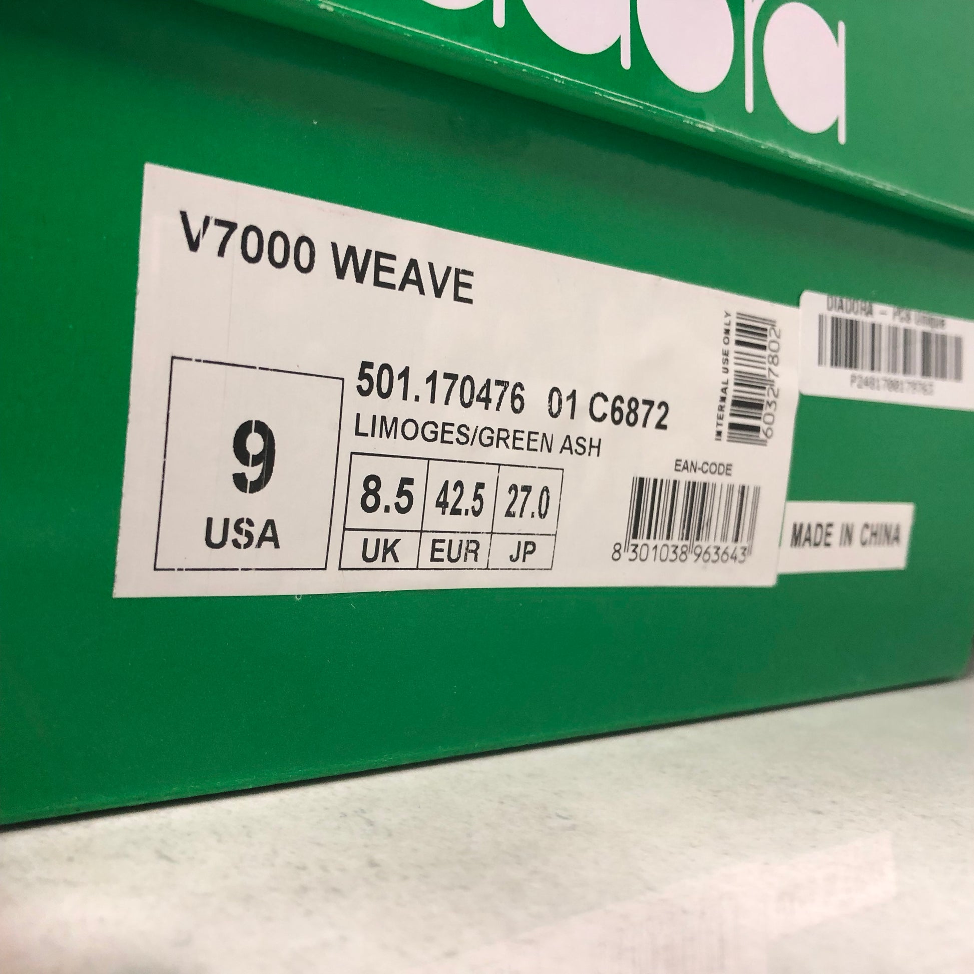 Diadora V7000 Weave Green Size 9 - Diadora