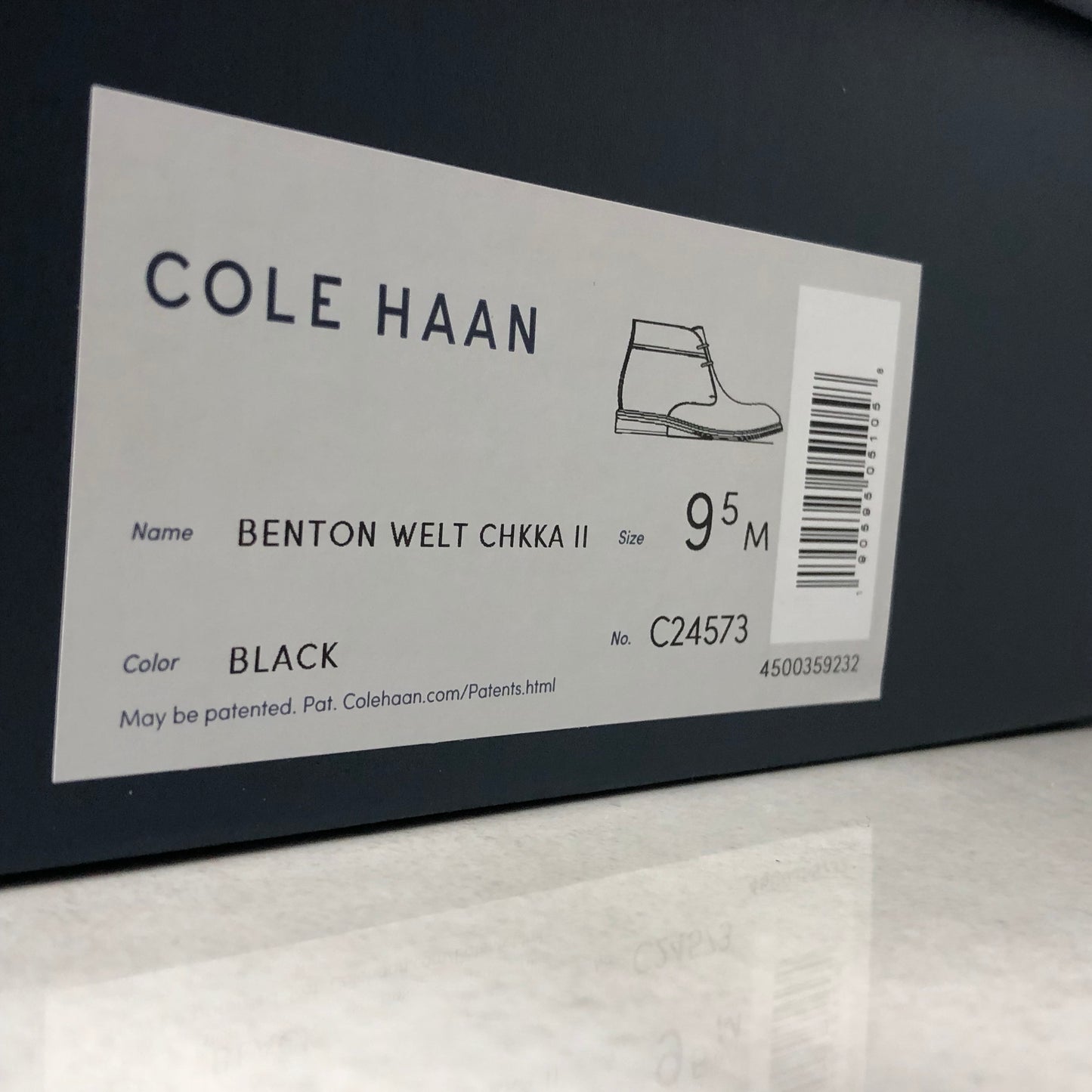 DS Cole Haan Benton Welt Chukka II Boot Taille 8/Taille 9.5 Noir C24573