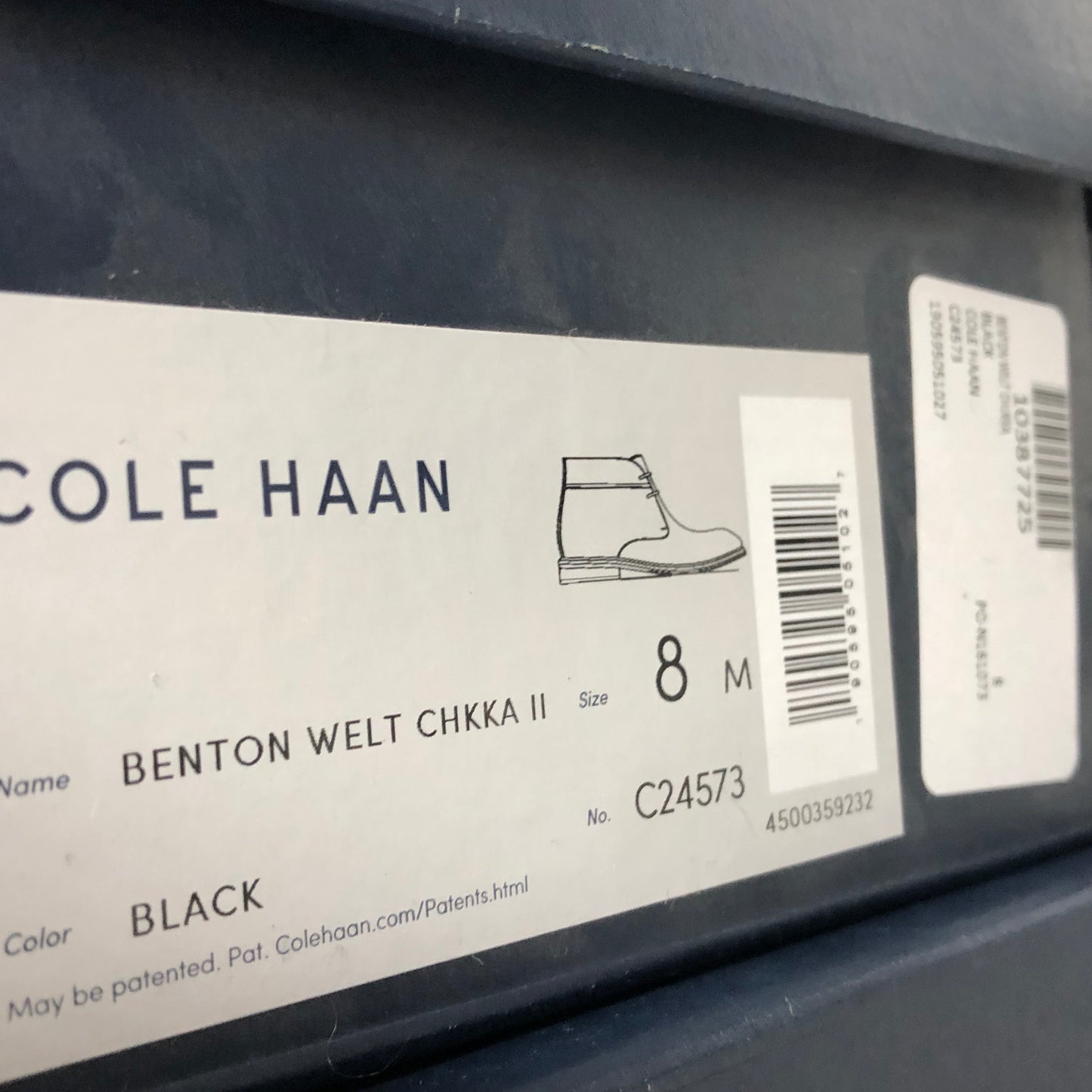 DS Cole Haan Benton Welt Chukka II Boot Taille 8/Taille 9.5 Noir C24573