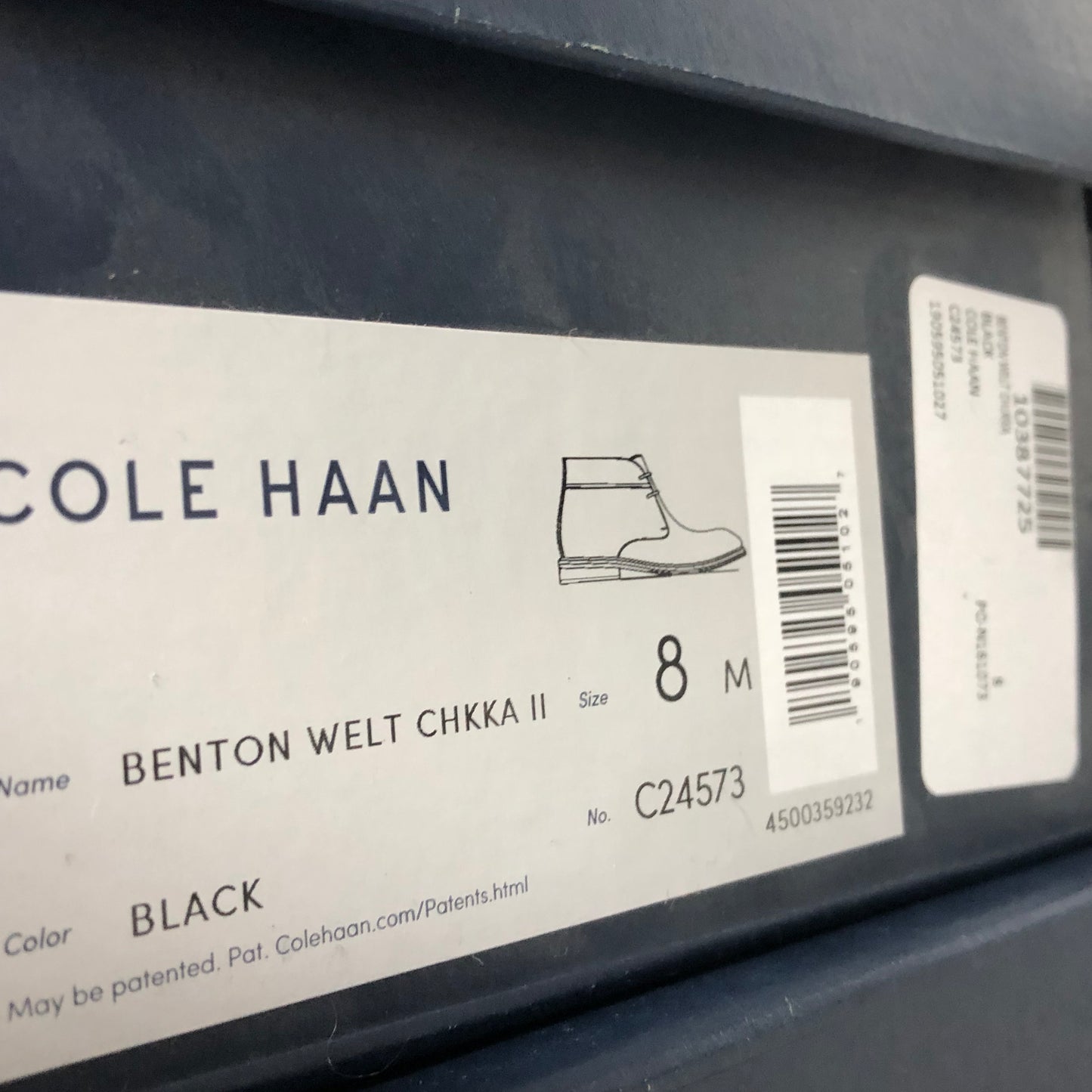 DS Cole Haan Benton Welt Chukka II Boot Size 8/Size 9.5 Black C24573