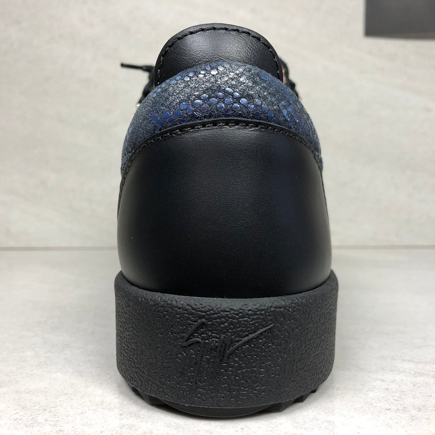 Giuseppe Zanotti Double Zip Sneakers Size 7 May Lond Black/Navy Blue Snakeskin - DOPEFOOT