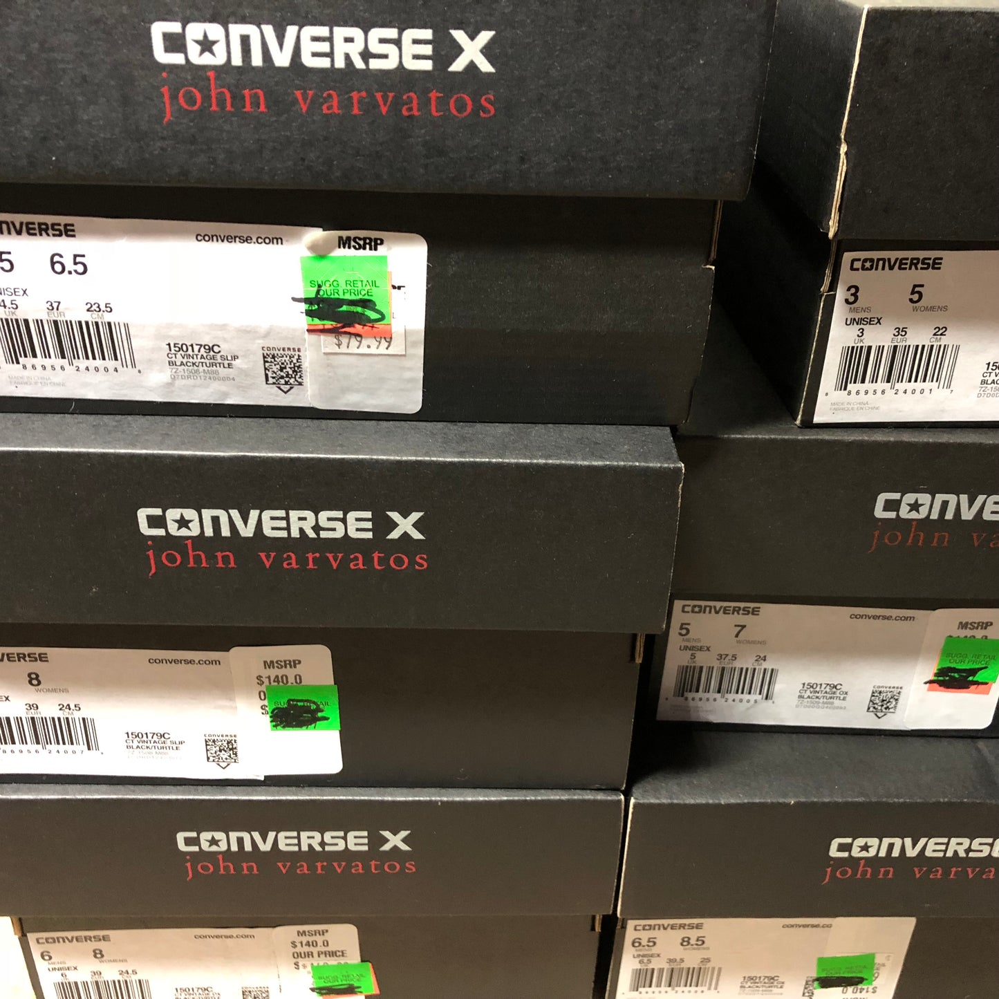 DS Converse Chuck Taylor Coated Canvas Low Top Size 3-6.5M/5-8.5W Black 150179C - Converse