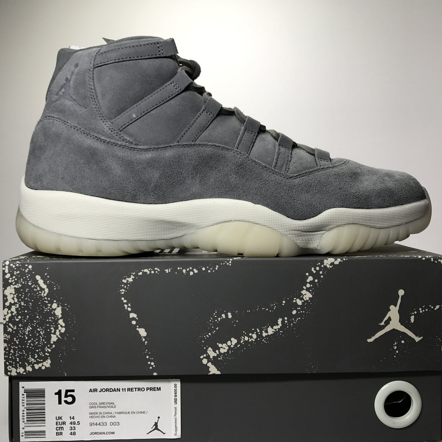 DS Nike Air Jordan 11 XI Retro Prem Pinnacle Gris Gamuza Talla 15