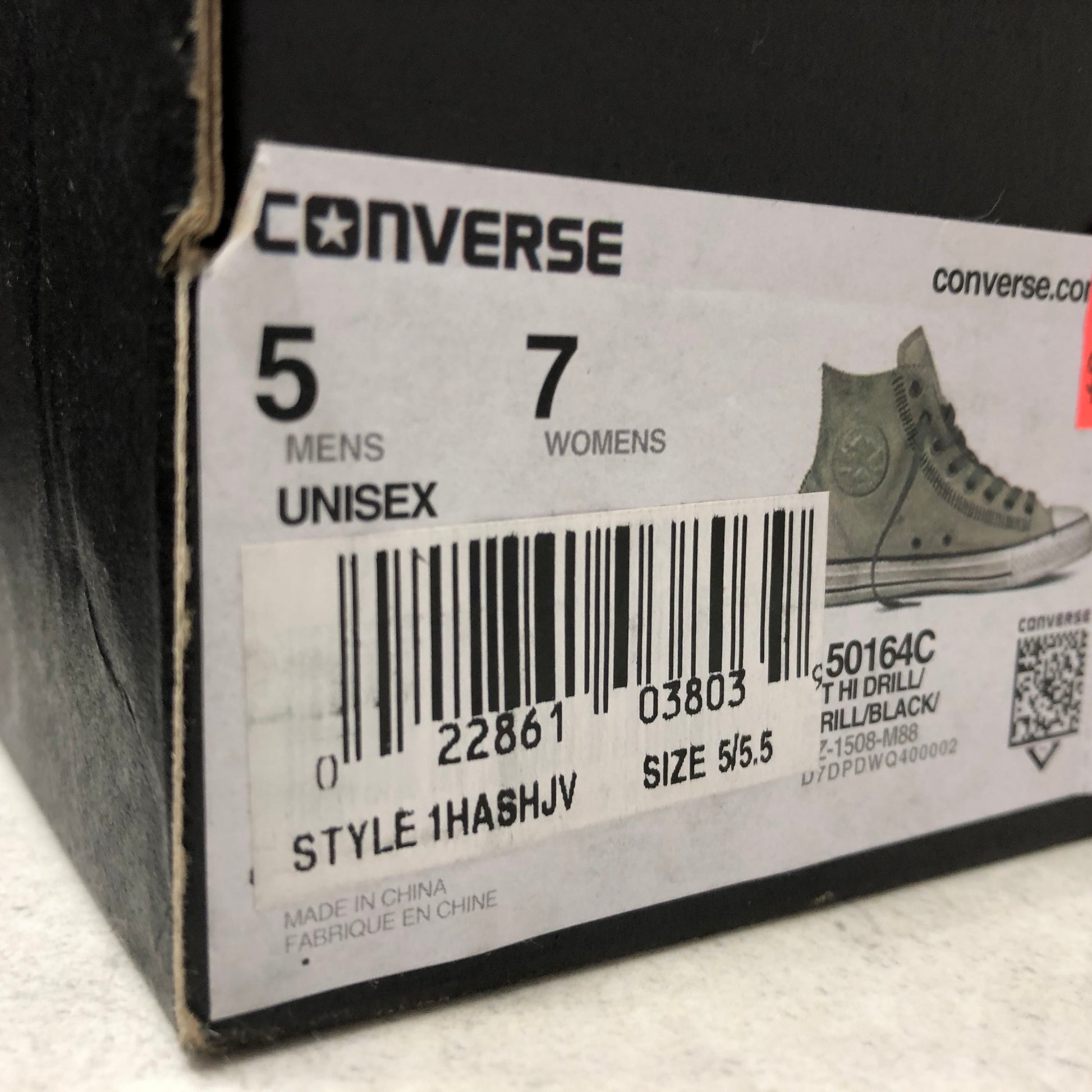 Converse Mens John Varvatos Chuck Taylor Hi Drill Black Stitched Size 5/7W 150164C - Converse
