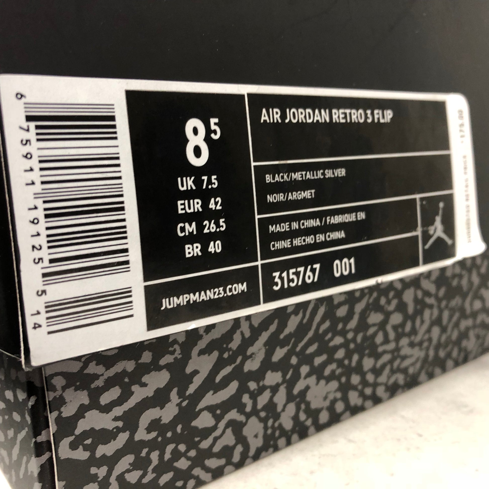 Nike Air Jordan 3 Retro  III Flip Size 8.5 Black 315767 001 - Nike