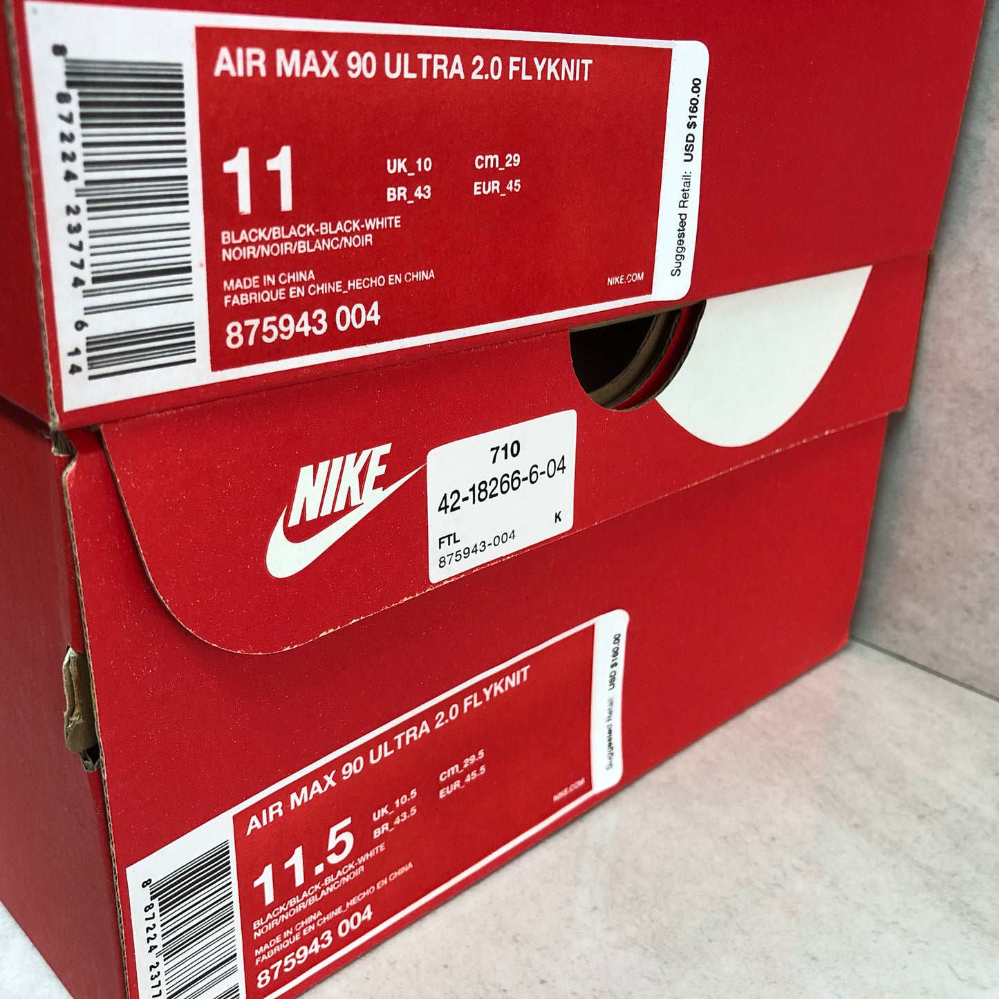 Nike Air Max 90 Ultra 2.0 Flyknit Men's Running Shoes Size 9/9.5/Size 10/10.5/Size 11/11.5/ Black/White 875943-004