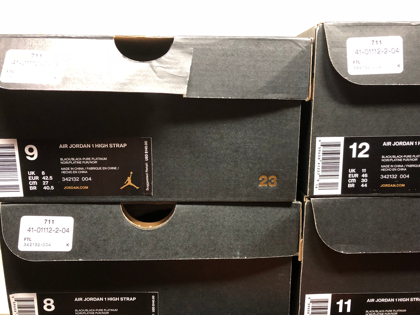 Nike Air Jordan Retro 1 I High Strap 342132-004 Talla de hombre 8/Talla 9/Talla 10.5/Talla 11/Talla 12 Negro/Platino puro/Antracita