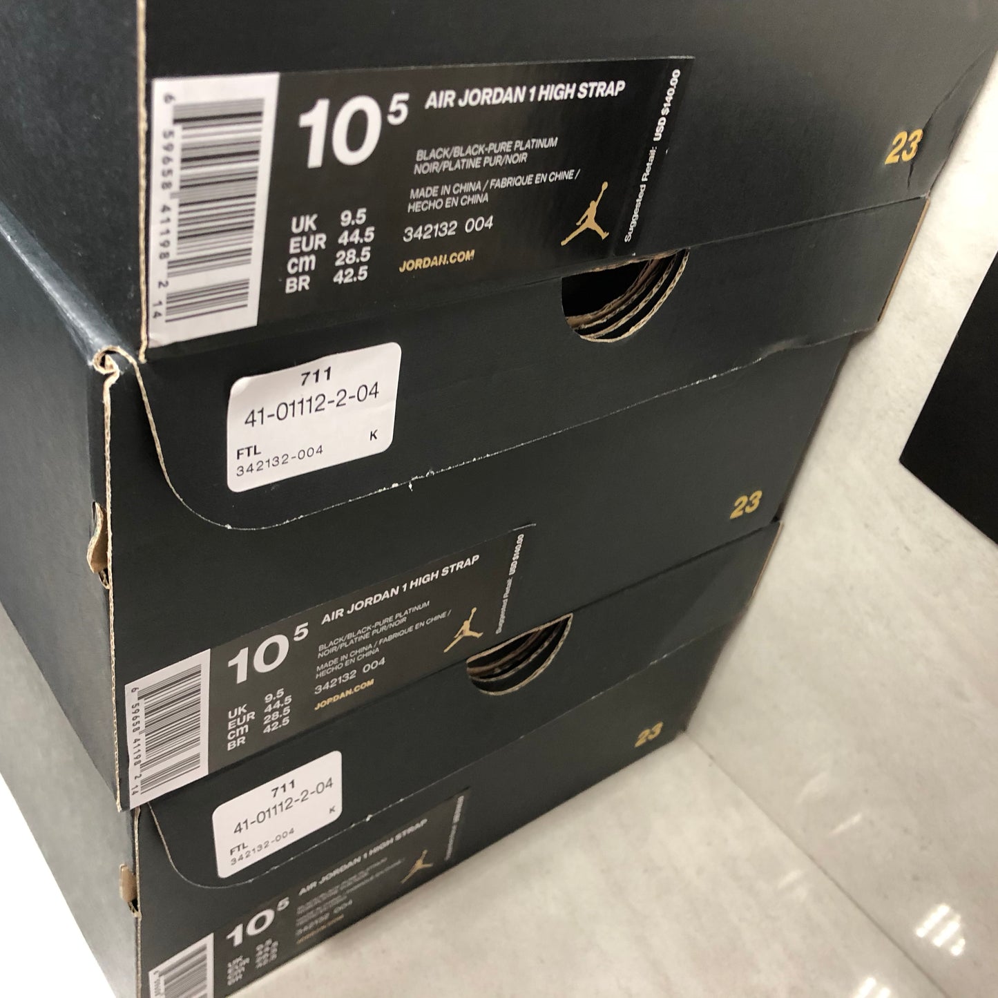 Nike Air Jordan Retro 1 I High Strap 342132-004 Talla de hombre 8/Talla 9/Talla 10.5/Talla 11/Talla 12 Negro/Platino puro/Antracita