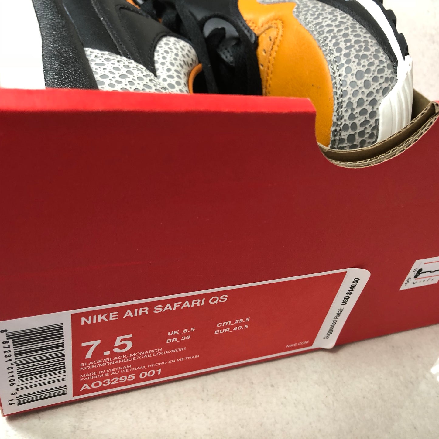 Nike Air Safari OG QS - AO3295 001 - Homme Taille 7.5 Noir/Monarque