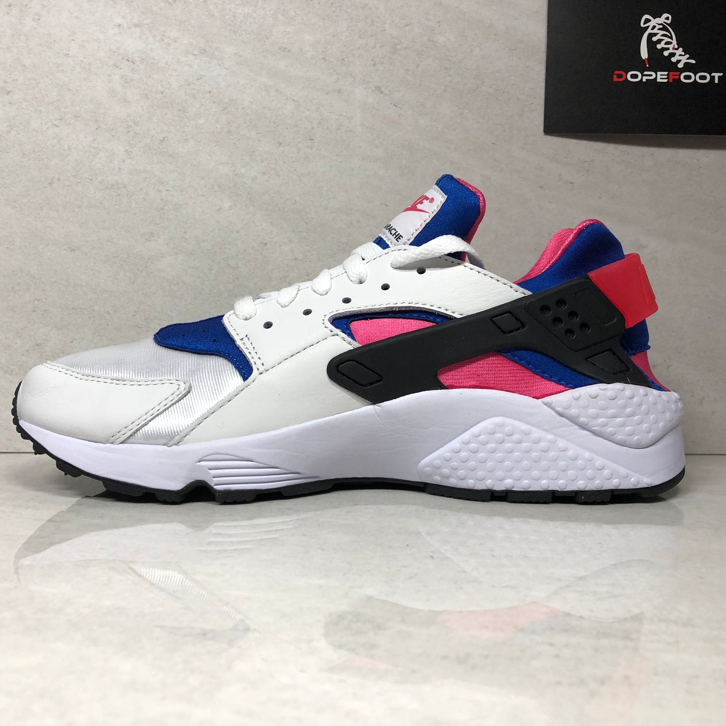 Nike Air Huarache Run 91 QS - AH8049 100 - Homme Taille 9.5 Blanc/Game Royal/Noir