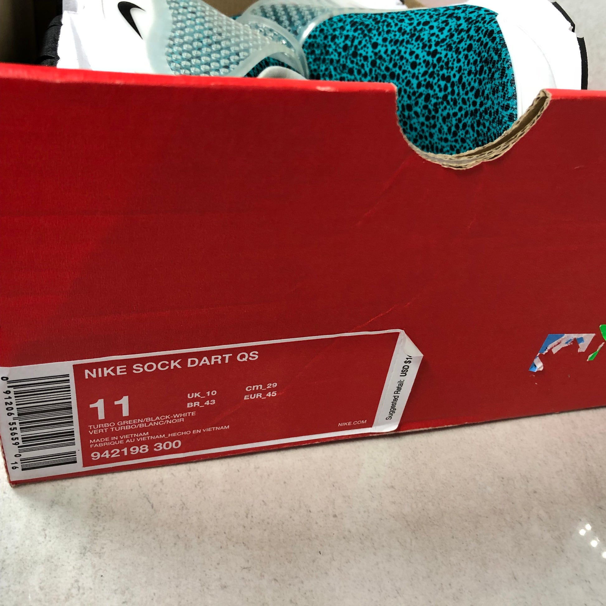 Nike Sock Dart QS Safari Pack Turbo Green - 942198 300 - Men's Size 11 - DOPEFOOT