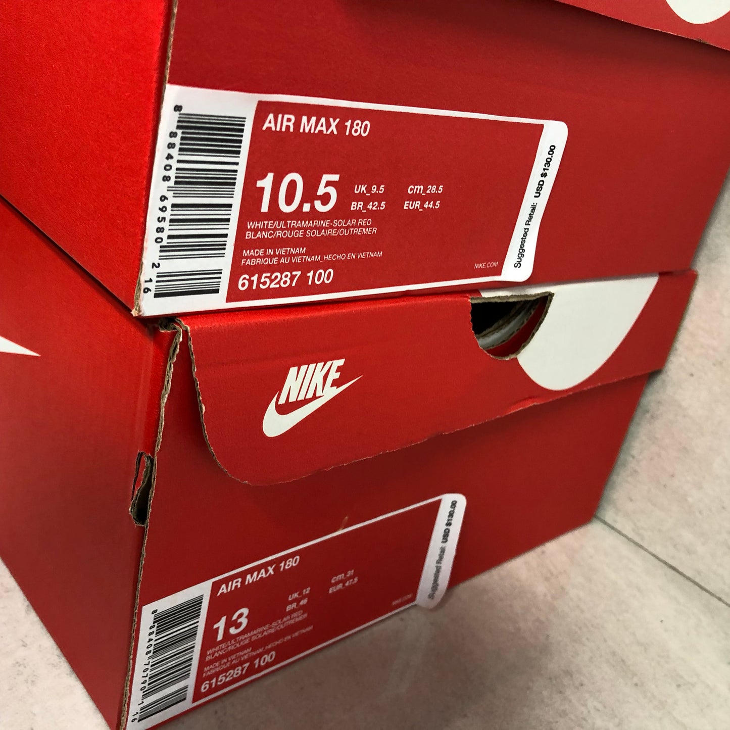 Nike Air Max 180 pour homme, blanc/ultramarine-rouge solaire, 13 M US