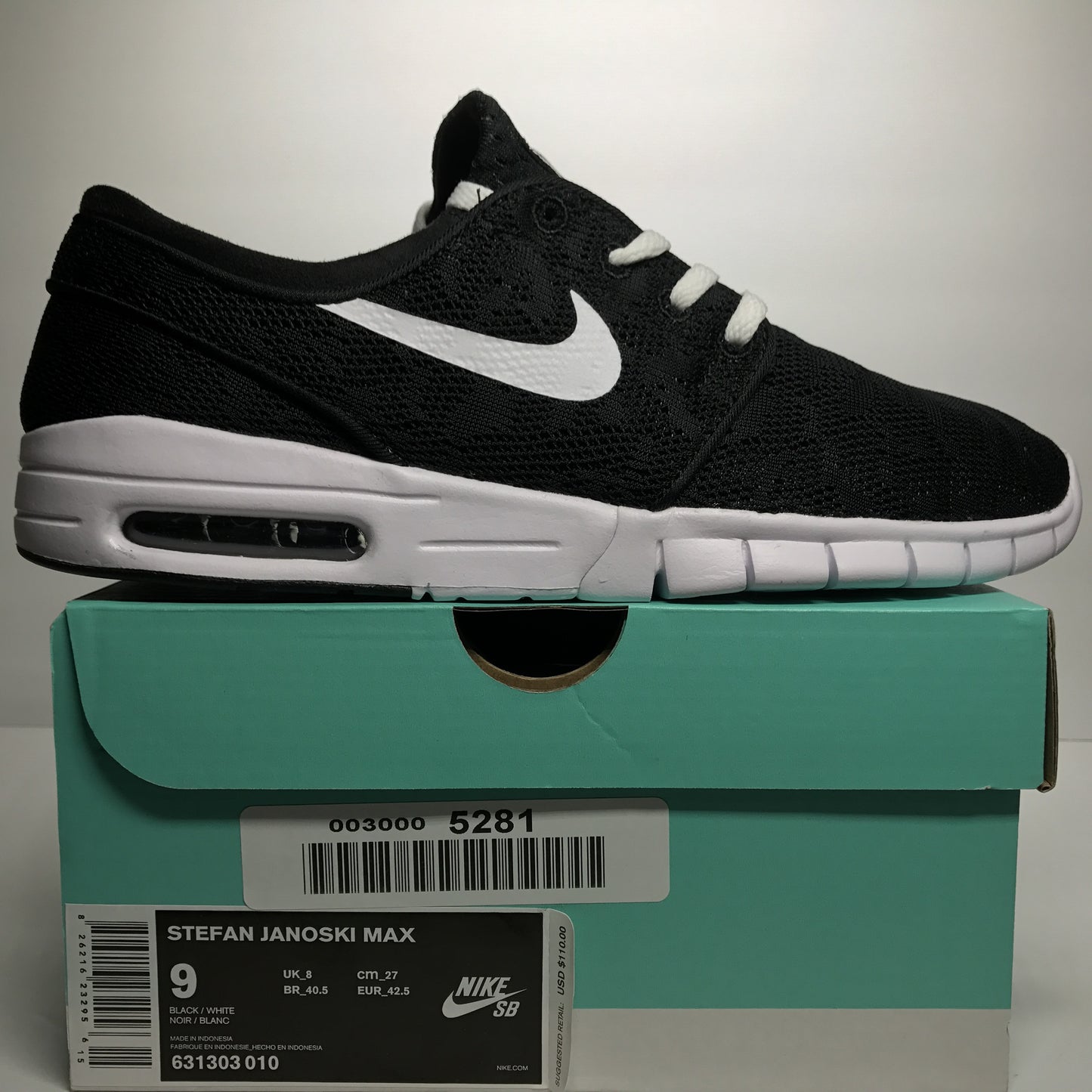 DS Nike Stefan Janoski Max Negro/Blanco Talla 9