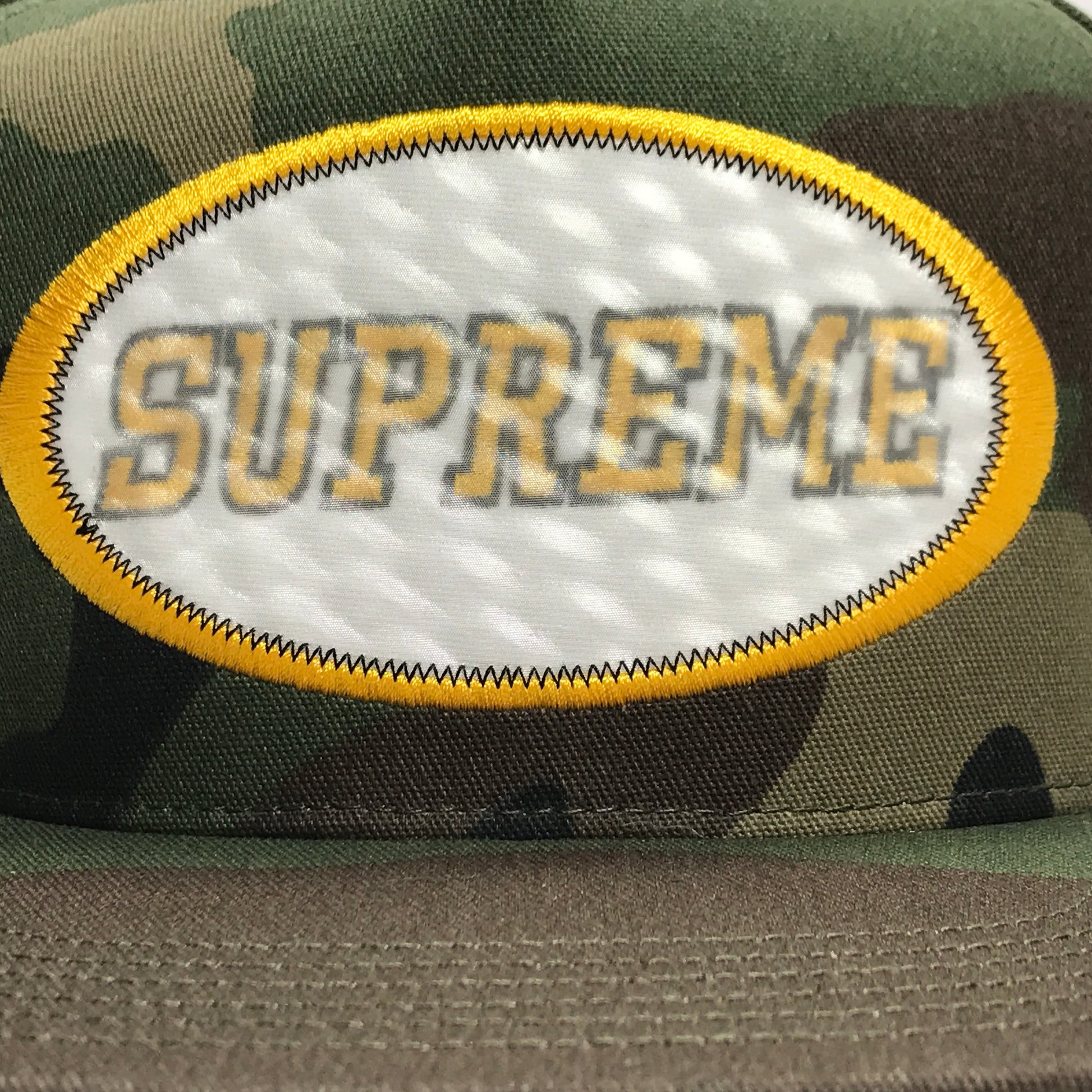 Supreme Overlay 5-Panel Camo Snapback Hat Cap Woodland - DOPEFOOT