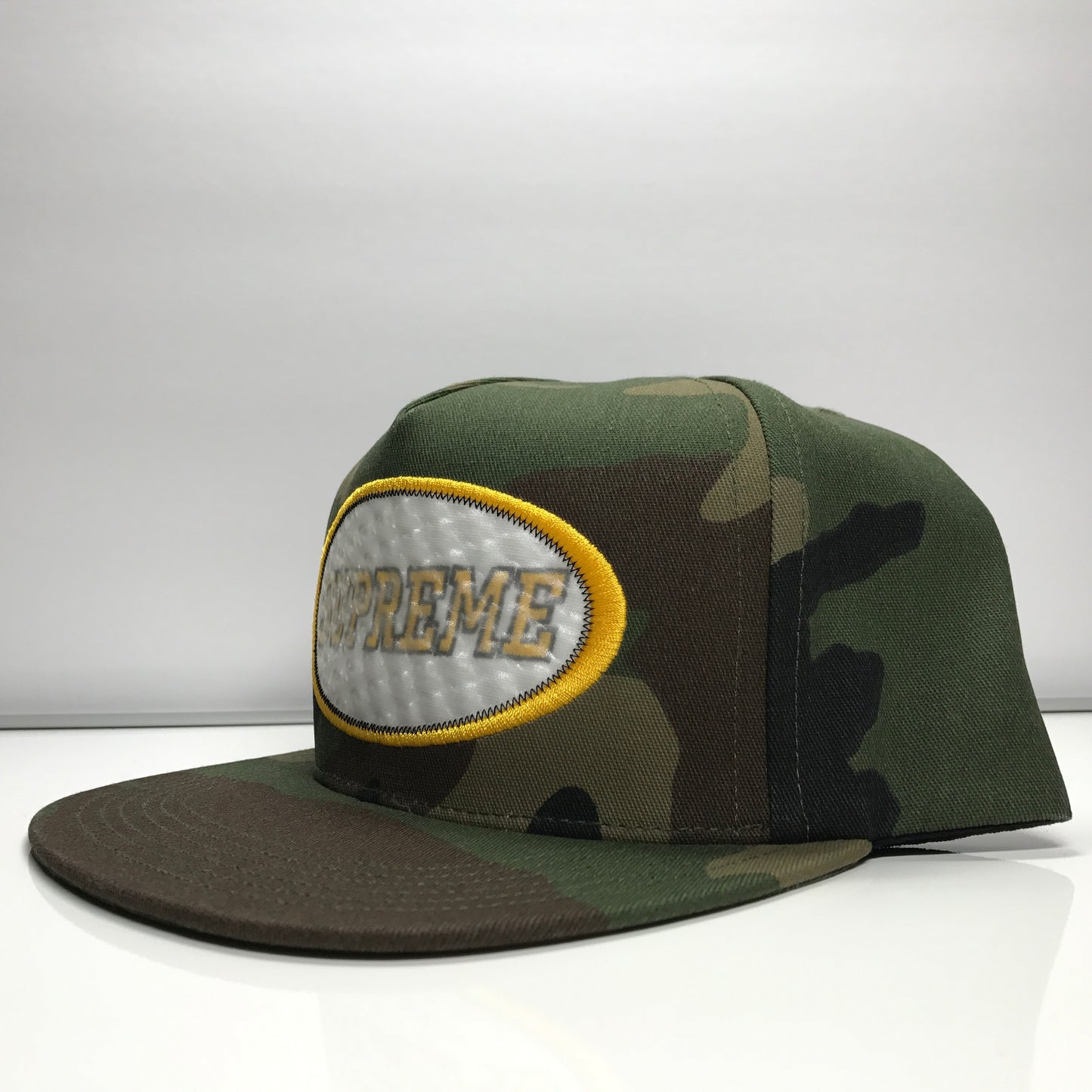 Supreme Overlay 5-Panel Camo Snapback Hat Cap Woodland - DOPEFOOT
