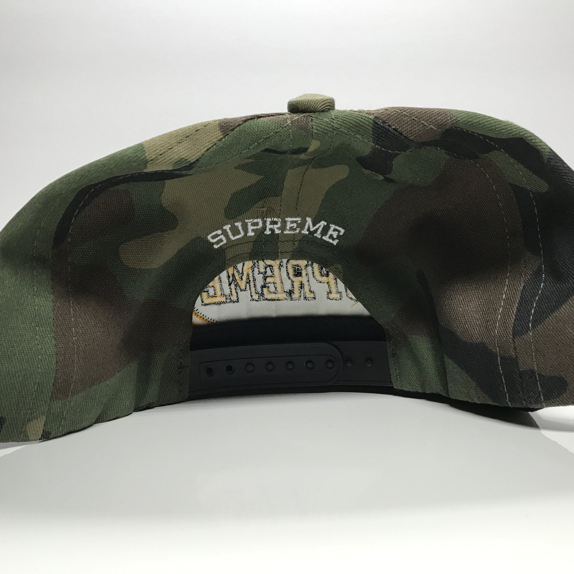 Supreme Overlay 5-Panel Camo Snapback Hat Cap Woodland - DOPEFOOT