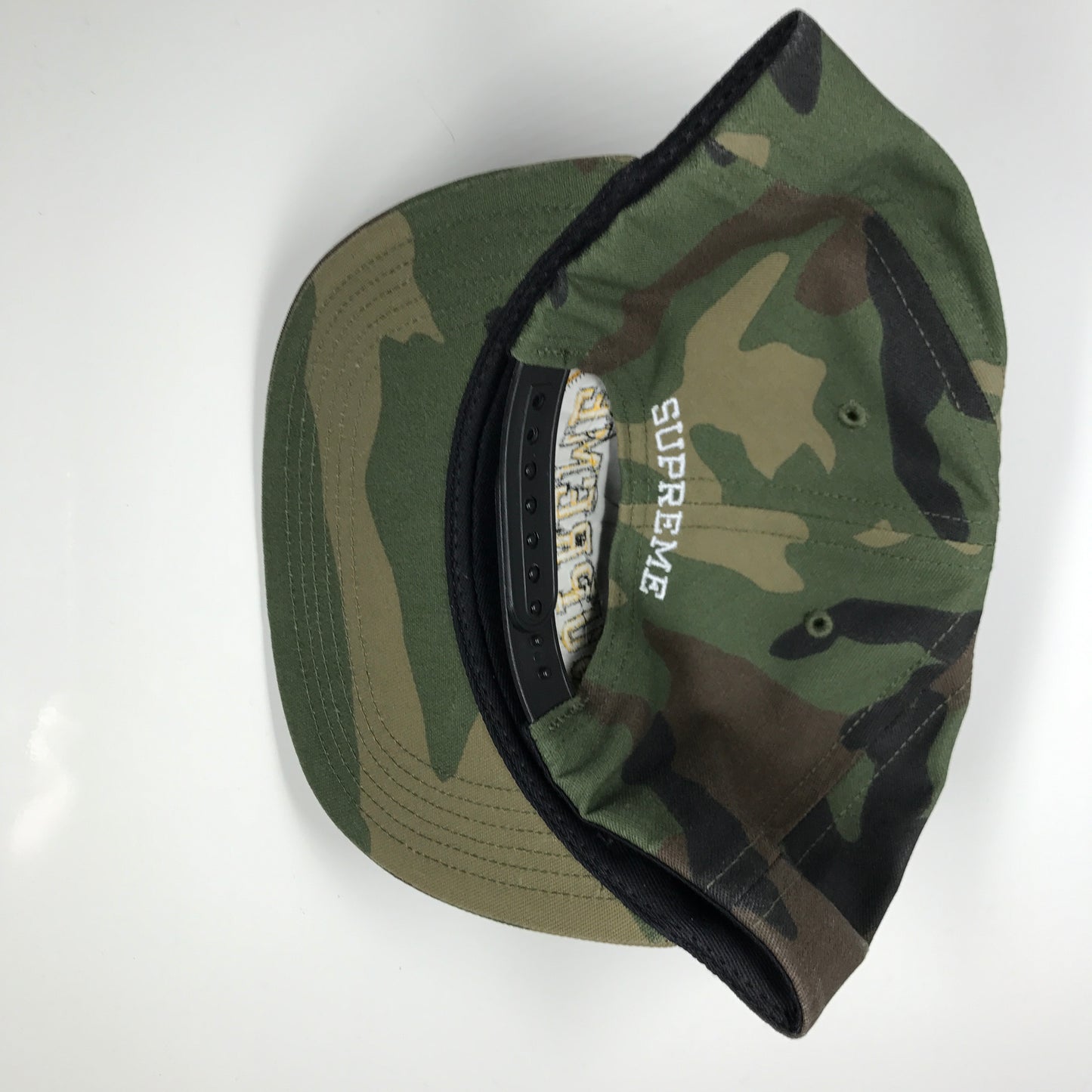 Supreme Overlay 5-Panel Camo Snapback Hat Cap Woodland - DOPEFOOT
