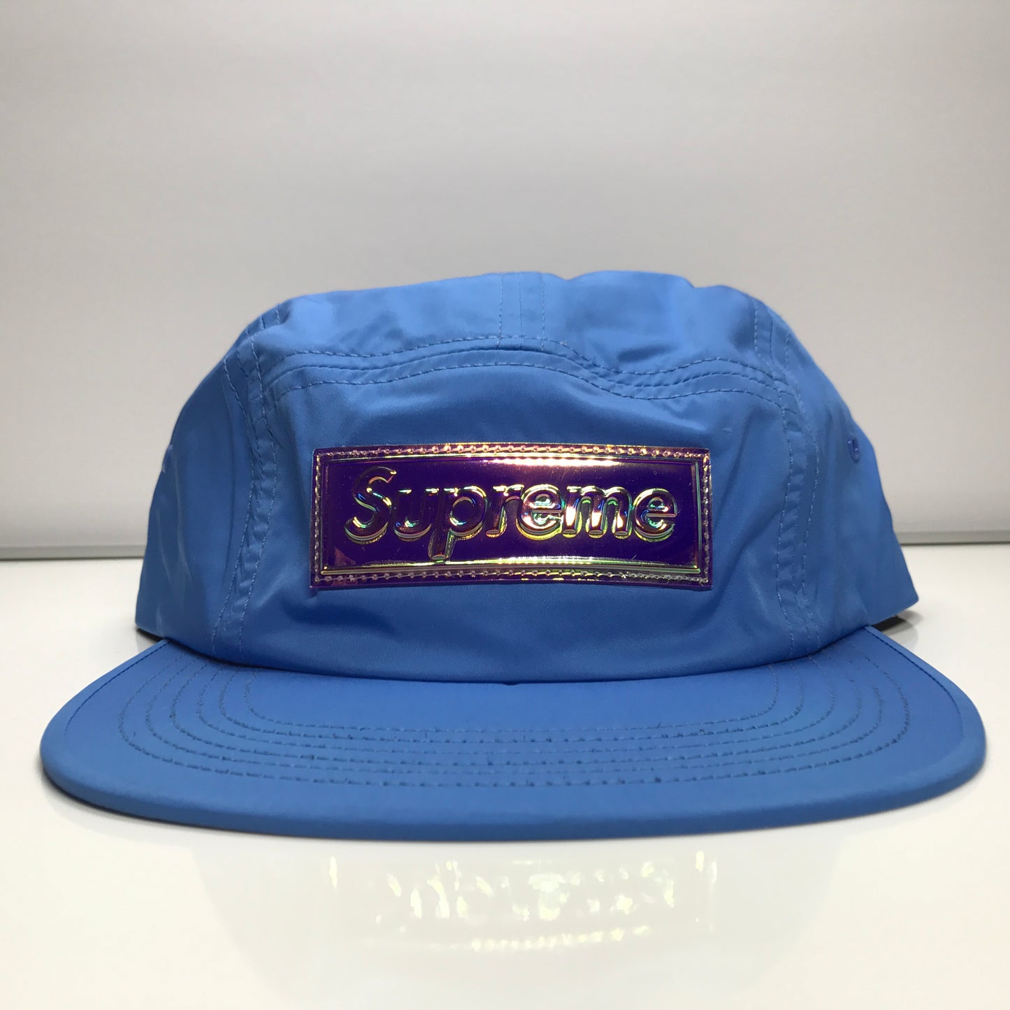 Supreme Iridescent Camp Cap Light Blue Hat SS17