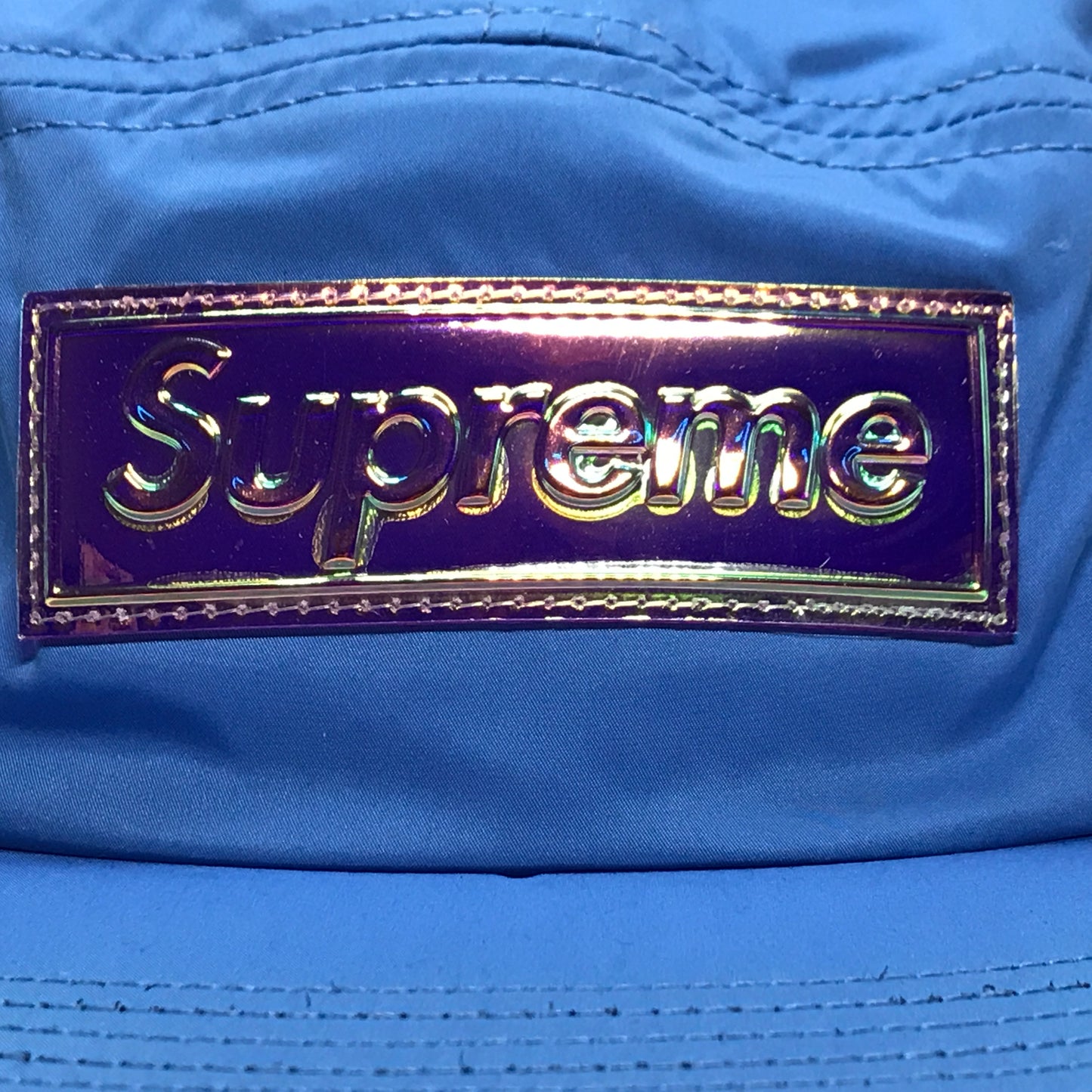 Supreme Iridescent Camp Cap Light Blue Hat SS17