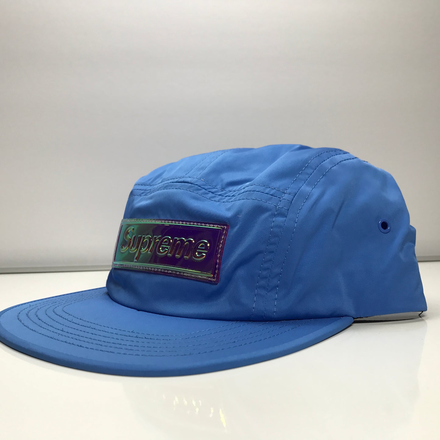 Supreme Iridescent Camp Cap Light Blue Hat SS17