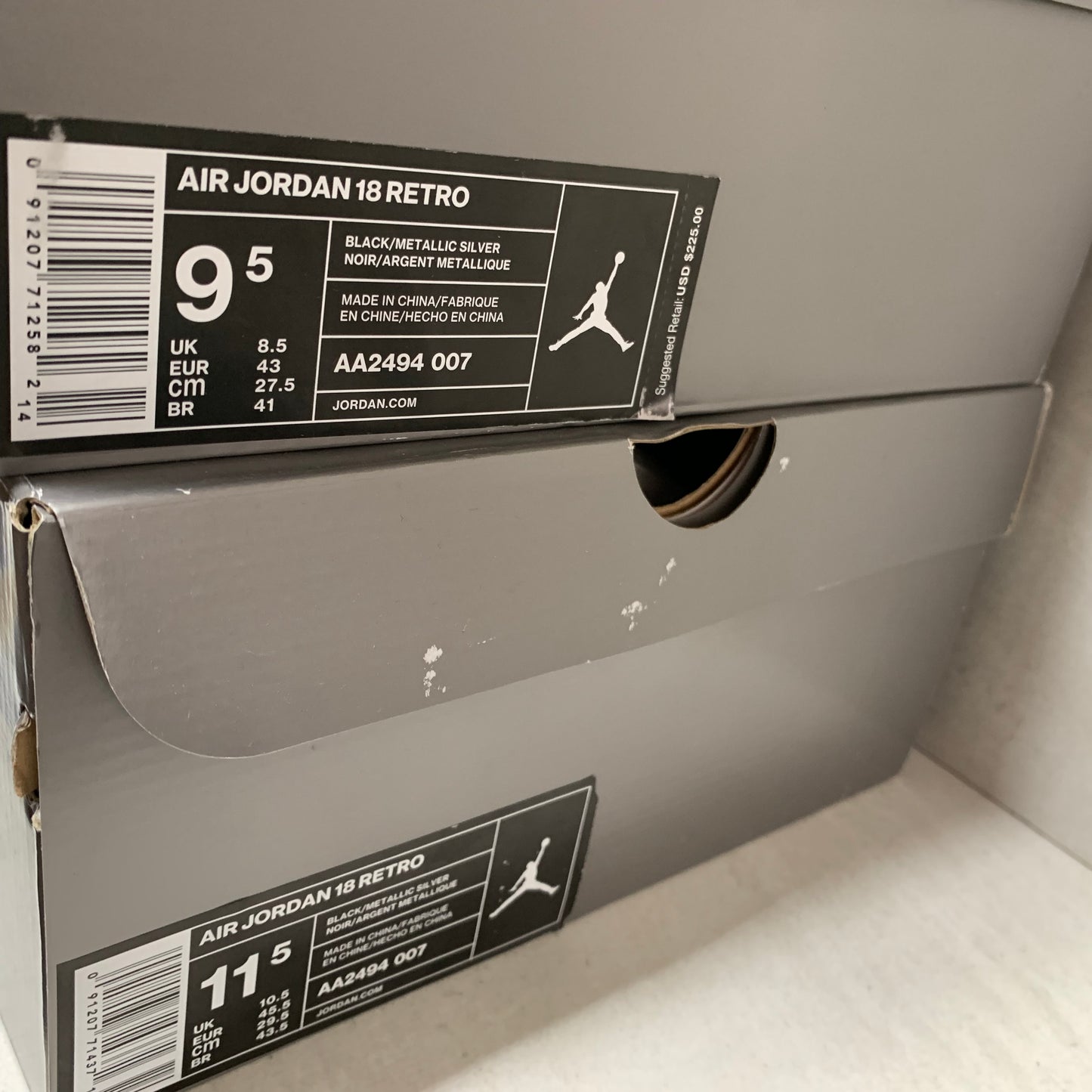 Jordan 18 XVIII OG Talla 9.5/Talla 11.5 Negro Sport Royal 305869-041