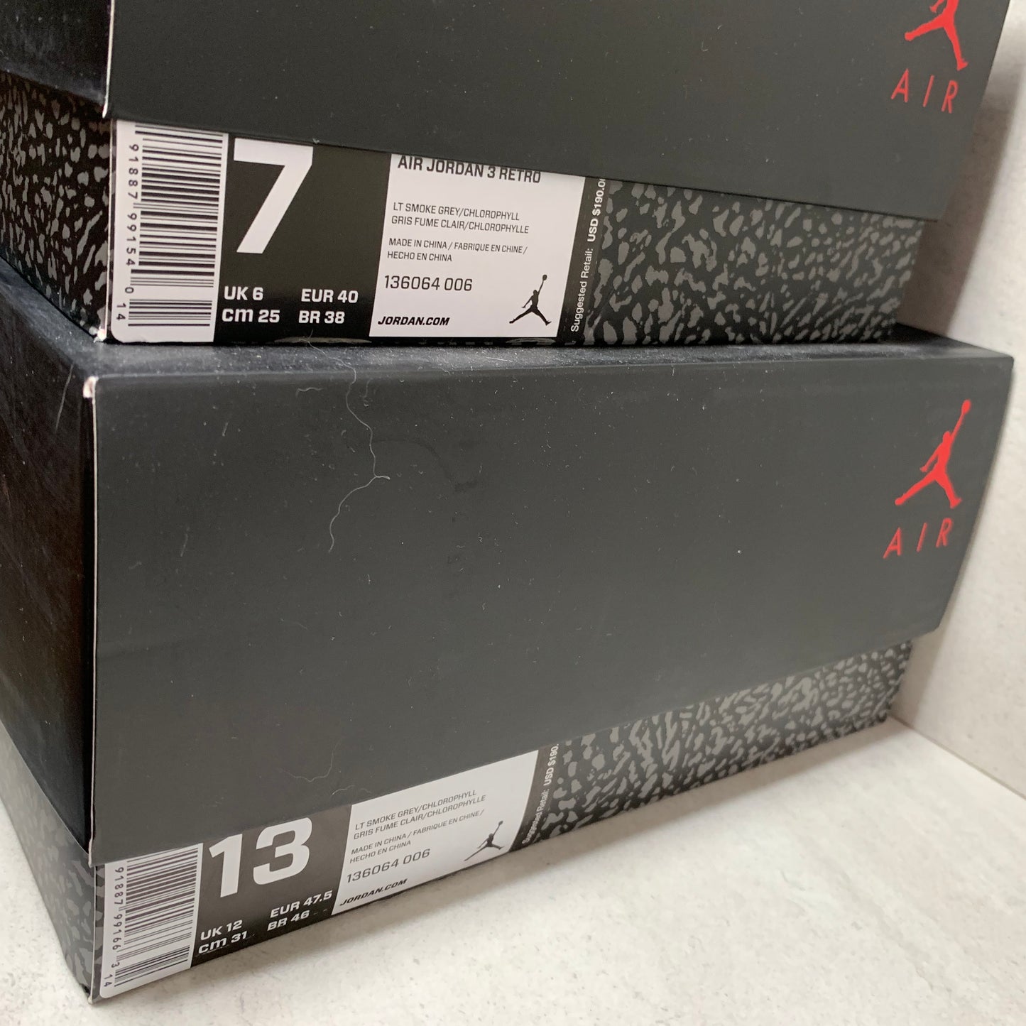 Jordan 3 III Retro Talla 7/Talla 13 Clorofila 136064-006
