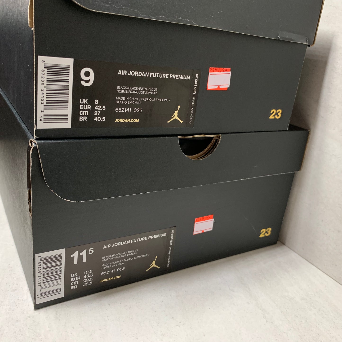 Jordan Future Premium Talla 9/Talla 11.5 Negro Infrarrojo 652141 023