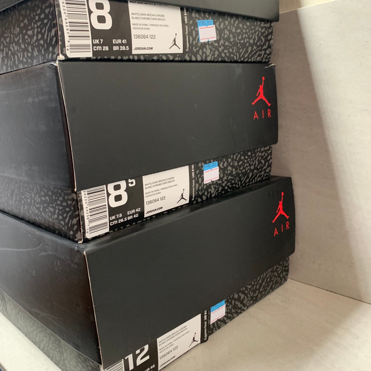 NIKE AIR JORDAN 3 III RETRO MOCHA 2018 136064-122 TALLA 8/8.5/12