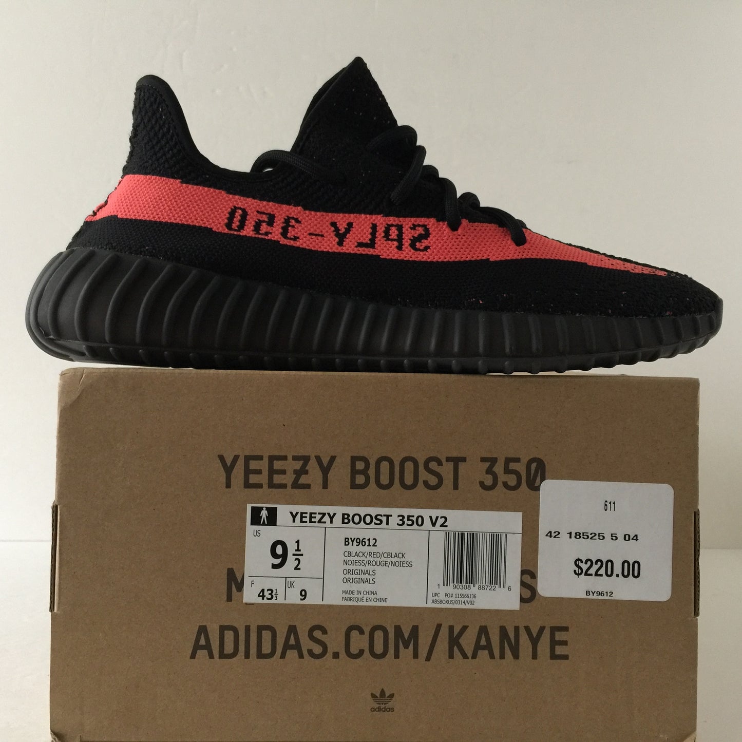 DS Adidas Yeezy Boost 350 V2 Solar Red Size 9.5 - DOPEFOOT
 - 2