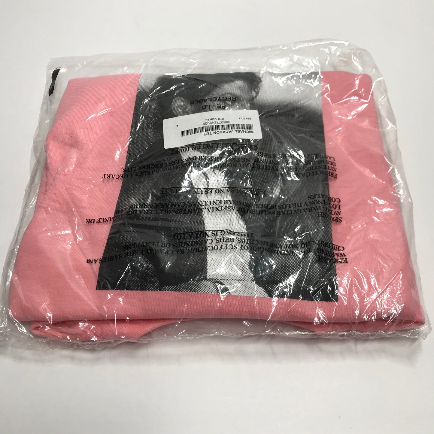 Camiseta Supreme Michael Jackson Coral Rosa Talla L SS17