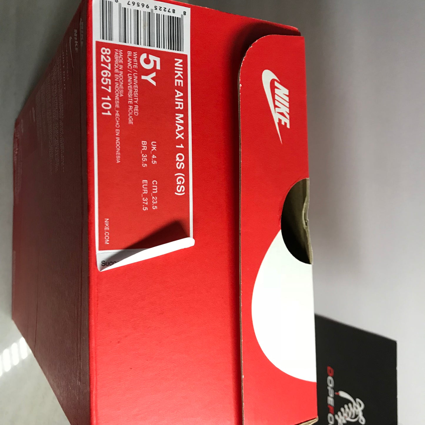 Air Max 1 QS GS 2017 Blanche/Rouge - 827657 101 - Taille Jeune 5Y